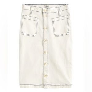 J.Cew Denim Button-front Skirt in White Wash Pencil Skirt Size 23 NWT